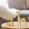 1 Pair Resin Sitting Standing Deer Statues Nordic Style Elk Figurine Deer Sculpture for Christmas Home Office Tabletop Decoration - Golden view 4