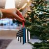 10 Pieces Christmas Ornaments 3 x 3.7 Inch, Blue White American Police Flag Acrylic Hanging Pendant, Honoring Law Enforcement Officers Xmas Decorations for Christmas Tree Home Party view 3