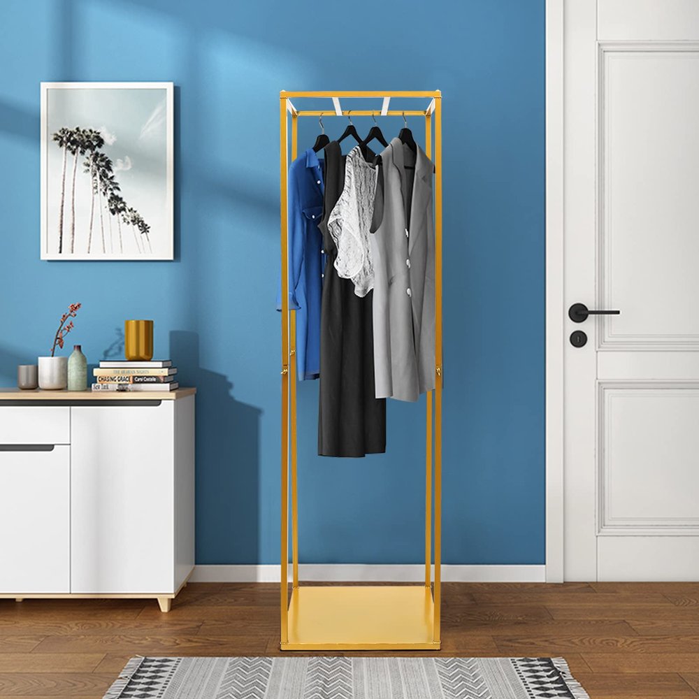 Clothing Garment Rack Freestanding Closet Organizer Clothes Rack Closet Garments Shelf Metal Cloth Hanger Rack Stand Clothes Drying Rack for Hanging Clothes Closet Organizers and Storage for Bedroom
