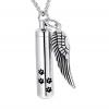 SHEIL Paw Print Cylinder Urn Necklace with Angel Wing Charm for Dog/Cat Funeral Keepsake Jewelry Pet Cremation Ashes Pendant view 1
