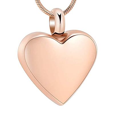 SHEIL Engravable Blank Stainless Steel Heart Cremation Urn Jewelry for Ashes for Human/Pet Keepsake Memorial Necklace/Fill Kits