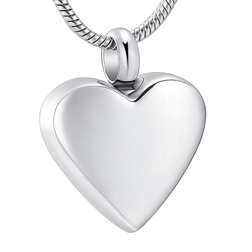 SHEIL Engravable Blank Stainless Steel Heart Cremation Urn Jewelry for Ashes for Human/Pet Keepsake Memorial Necklace/Fill Kits