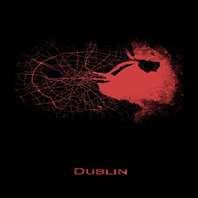 100% Smooth Cotton Paper - Dublin, Ireland Original Map Design Red Splatter - Art Print Poster Photo Gift - Size: 18 x 12 Inches