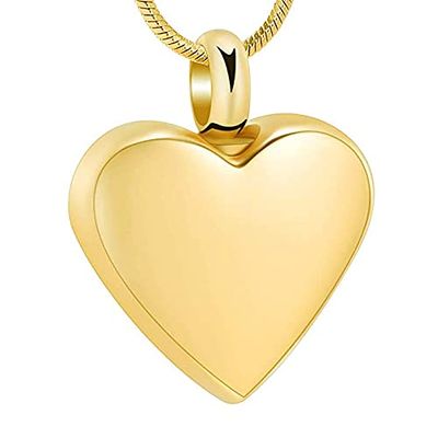 SHEIL Engravable Blank Stainless Steel Heart Cremation Urn Jewelry for Ashes for Human/Pet Keepsake Memorial Necklace/Fill Kits