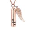 SHEIL Paw Print Cylinder Urn Necklace with Angel Wing Charm for Dog/Cat Funeral Keepsake Jewelry Pet Cremation Ashes Pendant view 1