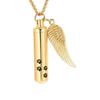 SHEIL Paw Print Cylinder Urn Necklace with Angel Wing Charm for Dog/Cat Funeral Keepsake Jewelry Pet Cremation Ashes Pendant view 1