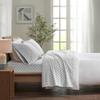 Cozy Sturdy 100% Cotton Weave Flannel Sheet Set | Diamond Artful Print in Soft Subtle Hues | Durable All Season Extra Deep Pocket Aesthetic Bedding | 4 Piece King Size Pretty Ash Grey White Shade view 1