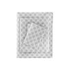 Cozy Sturdy 100% Cotton Weave Flannel Sheet Set | Diamond Artful Print in Soft Subtle Hues | Durable All Season Extra Deep Pocket Aesthetic Bedding | 4 Piece King Size Pretty Ash Grey White Shade view 2