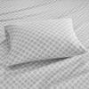 Cozy Sturdy 100% Cotton Weave Flannel Sheet Set | Diamond Artful Print in Soft Subtle Hues | Durable All Season Extra Deep Pocket Aesthetic Bedding | 4 Piece King Size Pretty Ash Grey White Shade view 4
