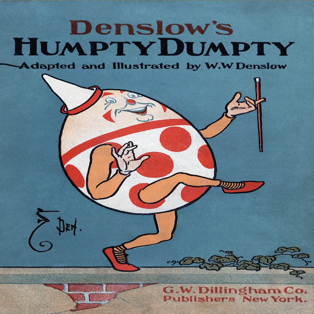 100% Smooth Cotton Paper - William Wallace Denslow - Humpty Dumpty (1904) Photo Poster Art Print Painting - Size: 18 x 12 Inches