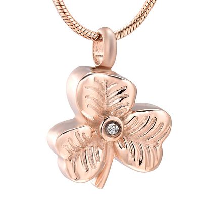 SHEIL Hold Clear Zircon Lucky Clover Stainless Steel Cremation Urn Necklace for Ashes for Women Men Keepsake Memorial Jewelry