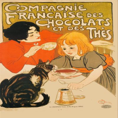 100% Smooth Cotton Paper - Theophile Steinlen - French Company of Chocolates and Teas (1895) Photo Poster Painting Art Print - Size: 18 x 12 Inches