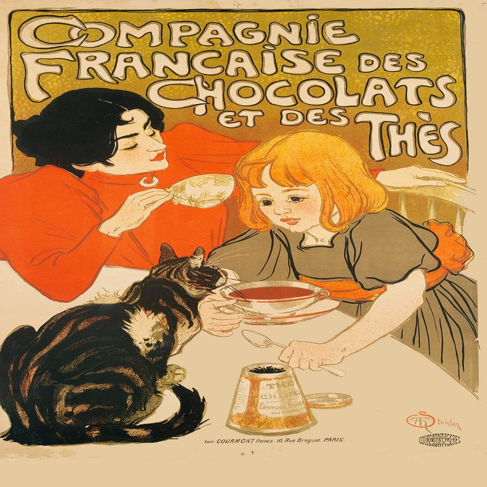 100% Smooth Cotton Paper - Theophile Steinlen - French Company of Chocolates and Teas (1895) Photo Poster Painting Art Print - Size: 18 x 12 Inches