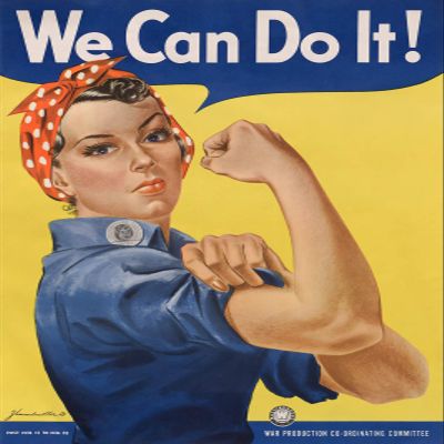 100% Smooth Cotton Paper - We Can Do It - Rosie The Riveter (1943) - Vintage Poster, Print, Art Gift, Decor World War II WW2 WWII 2 World War 2 Propaganda - Size: 18 x 12 Inches