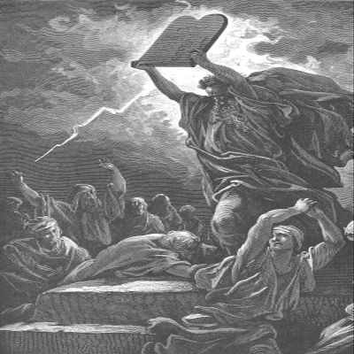 100% Smooth Cotton Paper - Gustave Dore - Moses Breaks The Tables of The Law (1866) Poster Painting Etching Drawing Woodcut Art Print - Size: 18 x 12 Inches