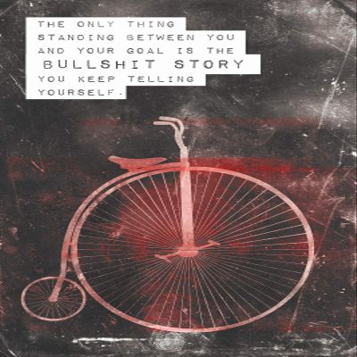 100% Smooth Cotton Paper - Cycling Motivational Poster 08"Bulls**t Story. Photo Print Art Motivation Gift Victorian Penny Farthing Bicycle - Size: 18 x 12 Inches