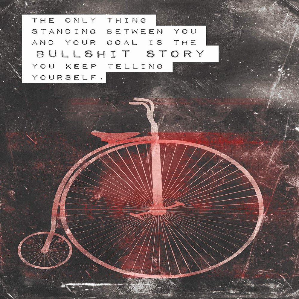 100% Smooth Cotton Paper - Cycling Motivational Poster 08"Bulls**t Story. Photo Print Art Motivation Gift Victorian Penny Farthing Bicycle - Size: 18 x 12 Inches