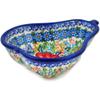 Polmedia Polish Pottery Pear Shaped Bowl 7-inch UNIKAT - Red Hibiscus Pattern Handmade in Boleslawiec Poland + Certificate of Authenticity view 1