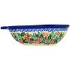 Polmedia Polish Pottery Pear Shaped Bowl 7-inch UNIKAT - Red Hibiscus Pattern Handmade in Boleslawiec Poland + Certificate of Authenticity view 3