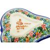 Polmedia Polish Pottery Pear Shaped Bowl 7-inch UNIKAT - Red Hibiscus Pattern Handmade in Boleslawiec Poland + Certificate of Authenticity view 4