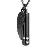 SHEIL Paw Print Cylinder Urn Necklace with Angel Wing Charm for Dog/Cat Funeral Keepsake Jewelry Pet Cremation Ashes Pendant view 1