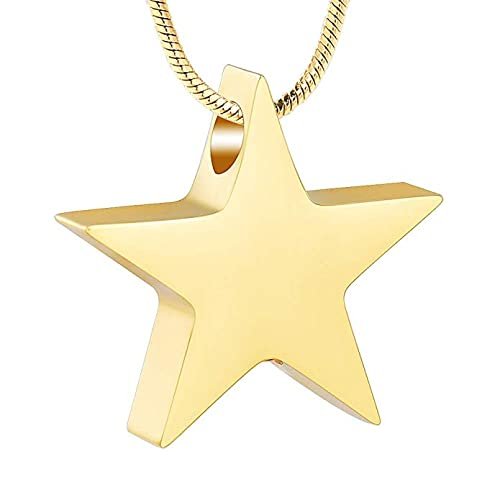 SHEIL Star Cremation Jewelry Engravable Blank Stainless Steel Keepsake Urn Pendant for Women Memorial Necklace Hold Ashes
