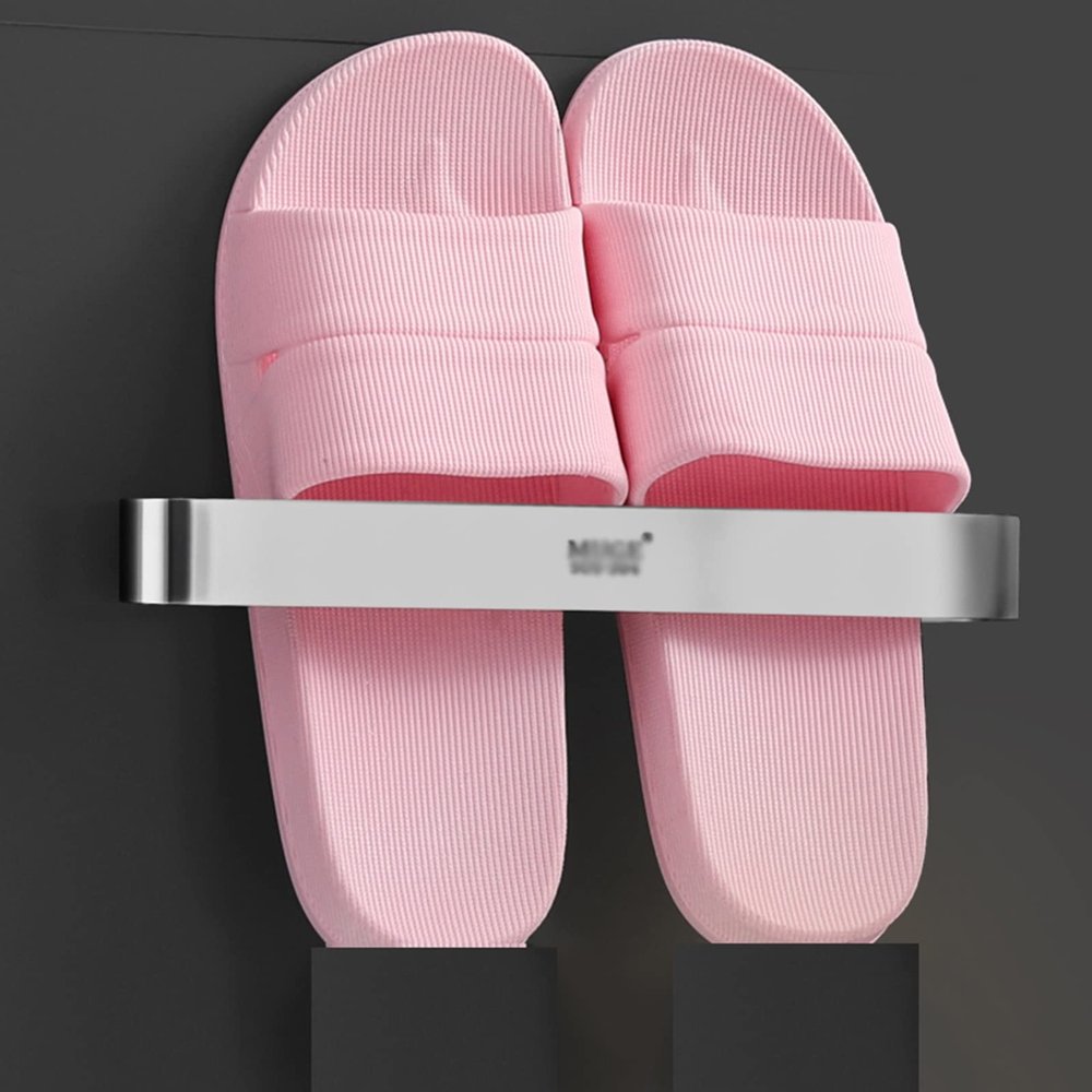 CTVR Wall-Mounted Shoes Rack, Multifunctional Shoes Storage Holder, Door Shoe Hangers, Slipper Stand, Bathroom Towel Organizer (Size : 60 * 5 * 2.5cm)