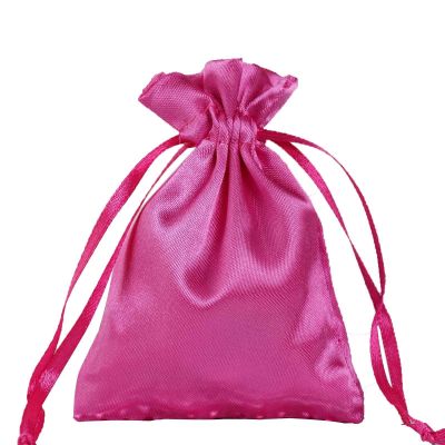 Balsa Circle 24 pcs 3x4-Inch Fuchsia Wedding Favor Satin Bags with Drawstring Pouches Candy Treats Bridal Shower Jewerly Package