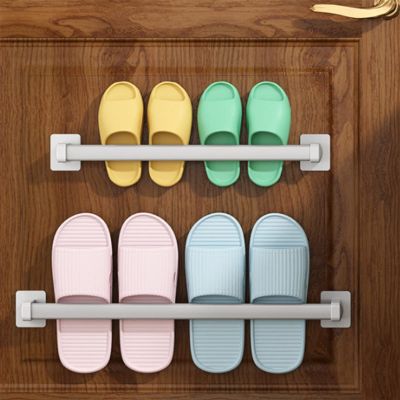 2 Pack Wall Mounted Shoe Rack, Hanging Slipper Shelf, Bathroom Adhesive Shoe Holder, for Closet, Entrance Passage, Can Store of Sandals of Sneakers