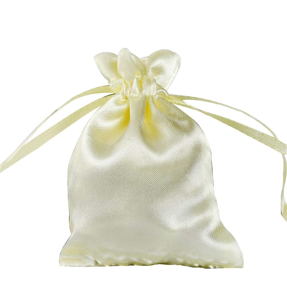 Balsa Circle 24 pcs 3x4-Inch Yellow Wedding Favor Satin Bags with Drawstring Pouches Candy Treats Bridal Shower Jewerly Package