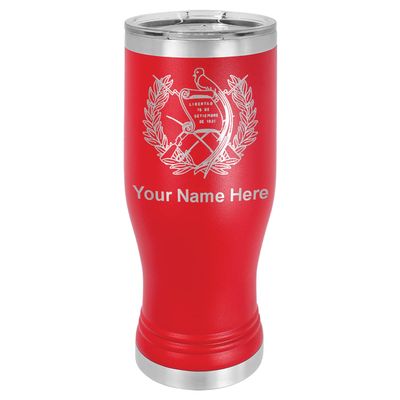 LaserGram 14oz Vacuum Insulated Pilsner Mug, Flag of Guatemala, Personalized Engraving Included (Red)