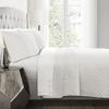 Lush Decor Ava Quilt Diamond Pattern Solid 3 Piece Oversized Bedding Blanket Bedspread Set - Full/Queen - Off-White view 2