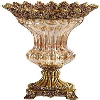 CFLNYC Home Decor Flower Vase Decor Crystal Glass Flower Vase with Resin Base European Vase for Dried Flowers Plants,Ideal Decoration for Home Office Wedding Party Gift,30 cm