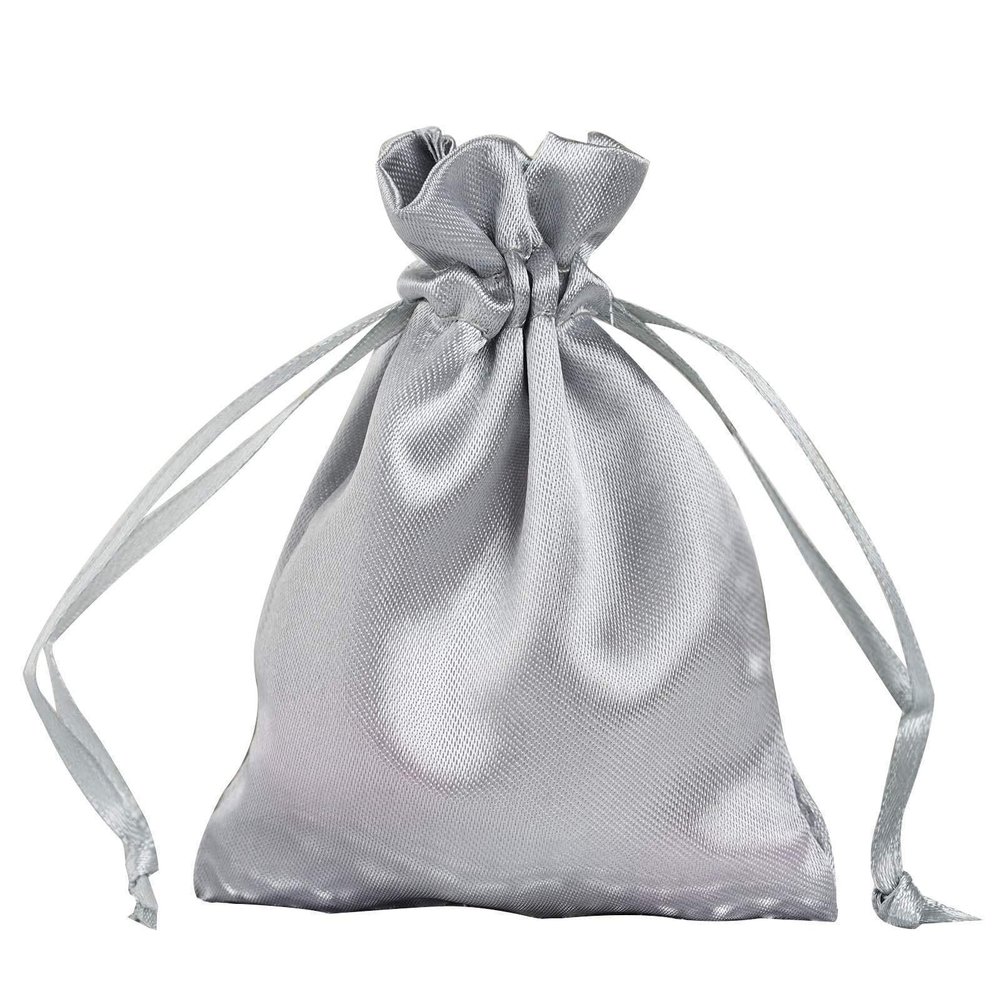 Balsa Circle 120 pcs 3x4-Inch Silver Wedding Favor Satin Bags with Drawstring Pouches Candy Treats Bridal Shower Jewerly Package