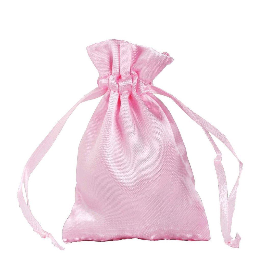 Balsa Circle 120 pcs 3x4-Inch Pink Wedding Favor Satin Bags with Drawstring Pouches Candy Treats Bridal Shower Jewerly Package
