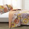 Lush Decor Bohemian Flower Reversible Cotton Quilt Queen Size 3 Piece Set Full/Queen Tangerine & Lilac - Floral Bedding Set Queen Quilt - Boho Bedding view 2