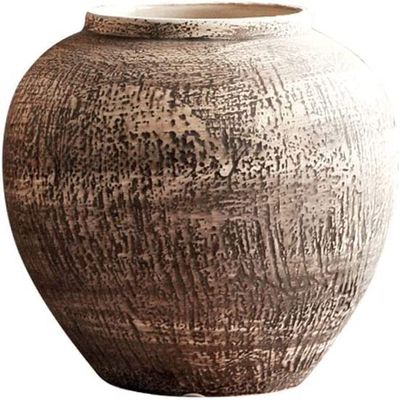 CFLNYC Home Decor Vintage Ceramic Vase Floor Vase Modern Dried Flower Vase Decorative Ornaments Retro Clay Pots Home Decoration Flower Arrangement Bottle (Size : 21x21cm)