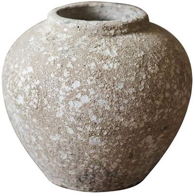 CFLNYC Home Decor Desktop Vase Home Retro Floor Vase Modern Dried Flower Vase Decorative Ornaments Retro Clay Pots Handmade Stone Pottery Living Room Decoration Gray 22X20cm (Size : 22x20cm)