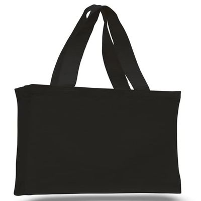 Blank Canvas Tote Bags - 12 Pack Wholesale Book Small Reusable Eco Friendly Plain Cotton Cloth Fabric Bags in Bulk - 10x14x5 (Black)
