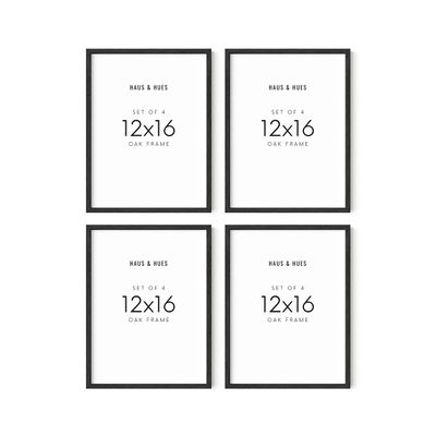 HAUS AND HUES 12x16 Black Oak Frame Set of 4 - Rustic Wooden Poster Holders with Basic Design