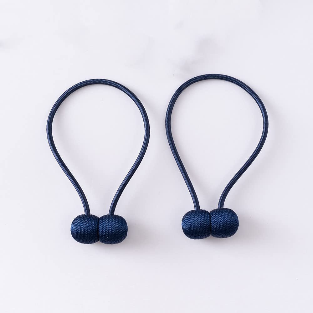 2PCS Magnetic Ball Curtain Tiebacks Tie Rope Accessory Rods Accessoires Backs Holdbacks Buckle Clips Hook Home Decor,Navy Blue,4pcs