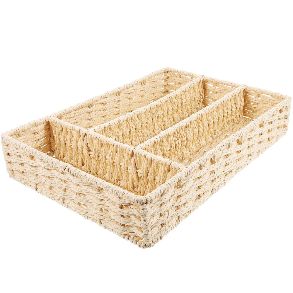 FOMIYES Woven Storage Basket for Organizing Tea Bags and Coffee Compact Design for Home Office Use Stylish and Functional for Bathroom Kitchen Spaces