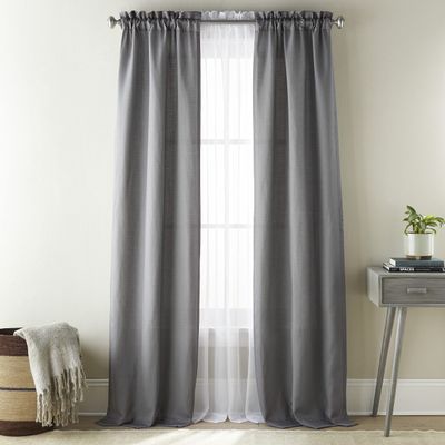 Grand Avenue Grey Curtains, Light Filtering Window Curtains 84 Inches Long, Rod Pocket 2 Curtain Panels + 2 Sheers