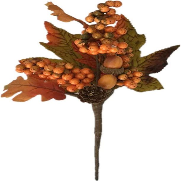 Lindagary Thanksgiving Autumn Leaves Fall Floral Picks Artificial Berries Pine Cone Branches for Thanksgiving Autumn Fall Wreath Decor