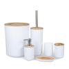 NOBRIM Bthrooms Accessories Bamboo Wood Bathroom Set 6PCS Soap Dispenser Toothbrush Holder Trash Can Toilet Brush Mouthwash Cup Soap Dish Bathroom Toiletries Bathroom Soap Dispenser view 1