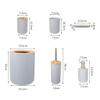 NOBRIM Bthrooms Accessories Bamboo Wood Bathroom Set 6PCS Soap Dispenser Toothbrush Holder Trash Can Toilet Brush Mouthwash Cup Soap Dish Bathroom Toiletries Bathroom Soap Dispenser view 2