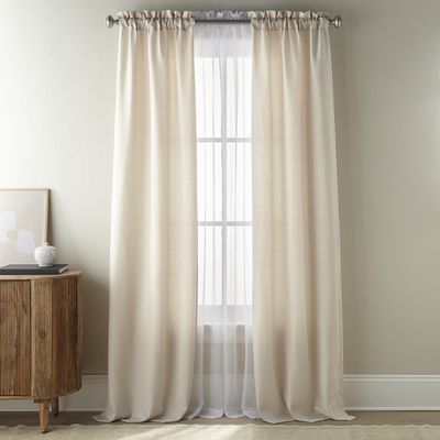 Grand Avenue Beige Curtains, Light Filtering Window Curtains 84 Inches Long, Rod Pocket 2 Curtain Panels + 2 Sheers