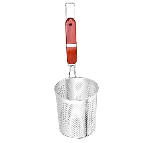 Fryer Basket French Fries Basket Food Fry Basket Mesh Food Dumpling Noodle Strainer with Wooden Handle Cooking Tools Fried Food Filter (Size : Large)