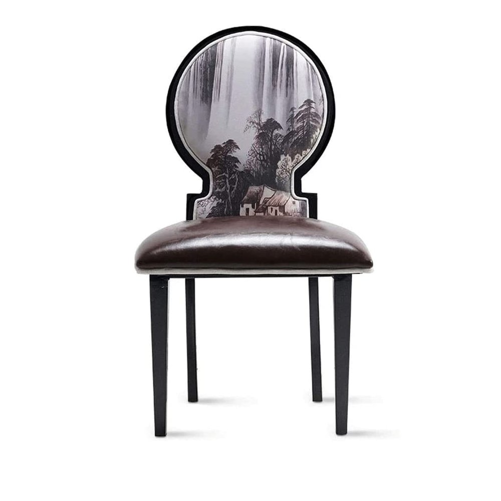 BNNP Upholstered New Chinese Style Leather Dining Chair with Metal Legs Kitchen Chairs Set of 2 Upholstered Side Chair for Dining Room Restaurant Chairs Kitchen Chair