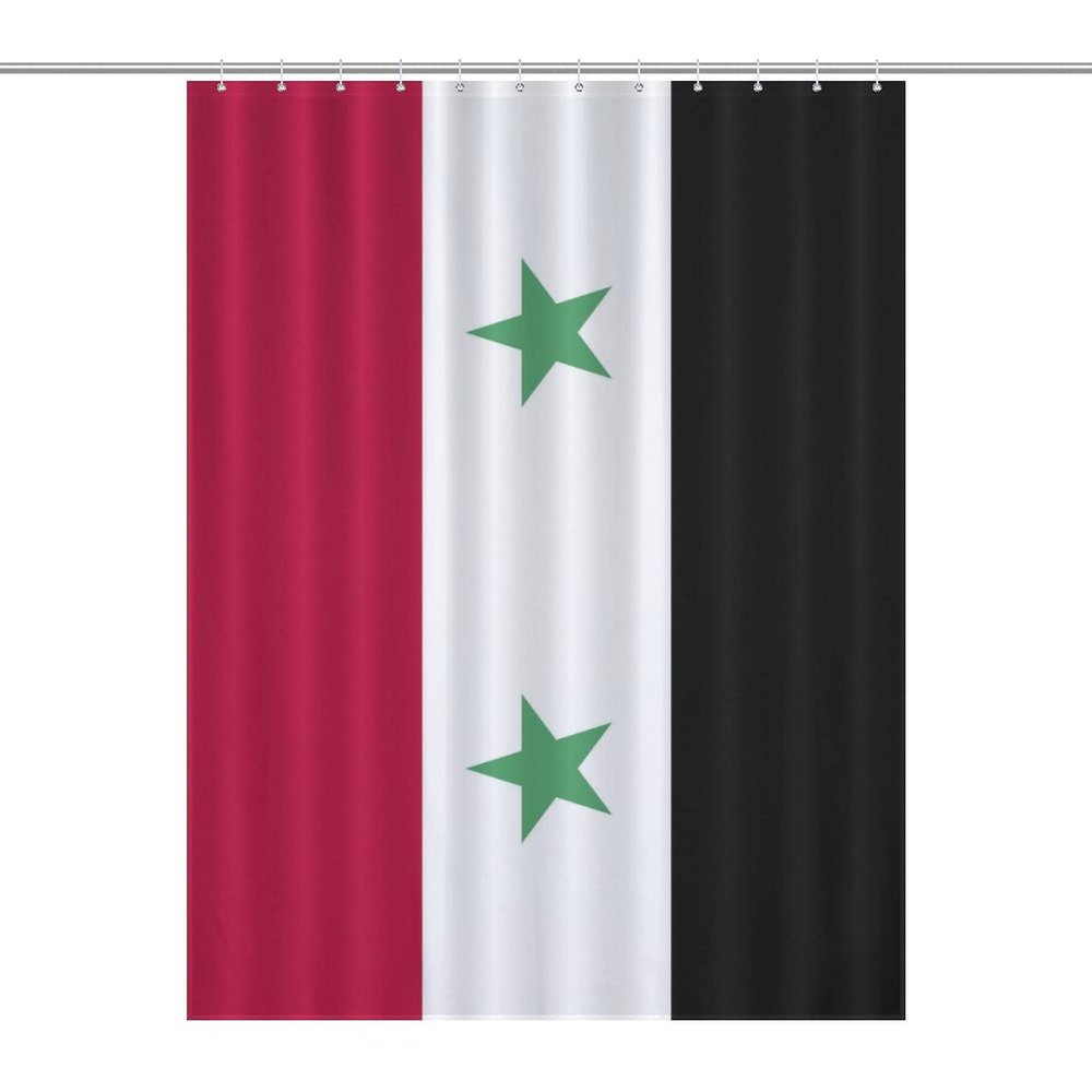 TAIZIYEAH Syria Flag Shower Curtain for Bathroom Contemporary Bathroom Curtains Shower Curtain Liner with Hooks Shower Curtain Set 55x72Inch140x183cm